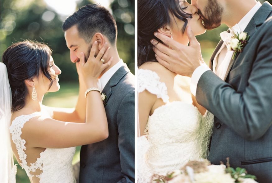 Bride and Groom portraits at fall wedding at Knowlton Mansion.