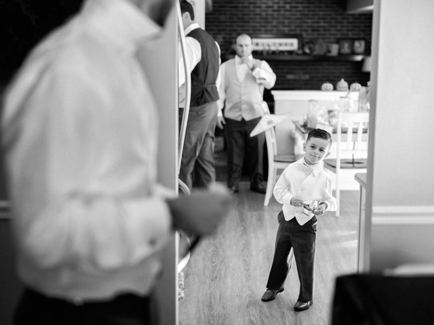 Groom getting ready before Fall wedding at Knowlton Mansion.