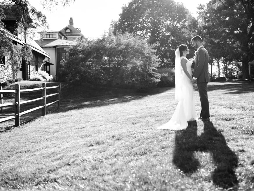 Bride and Groom portraits at fall wedding at Knowlton Mansion.