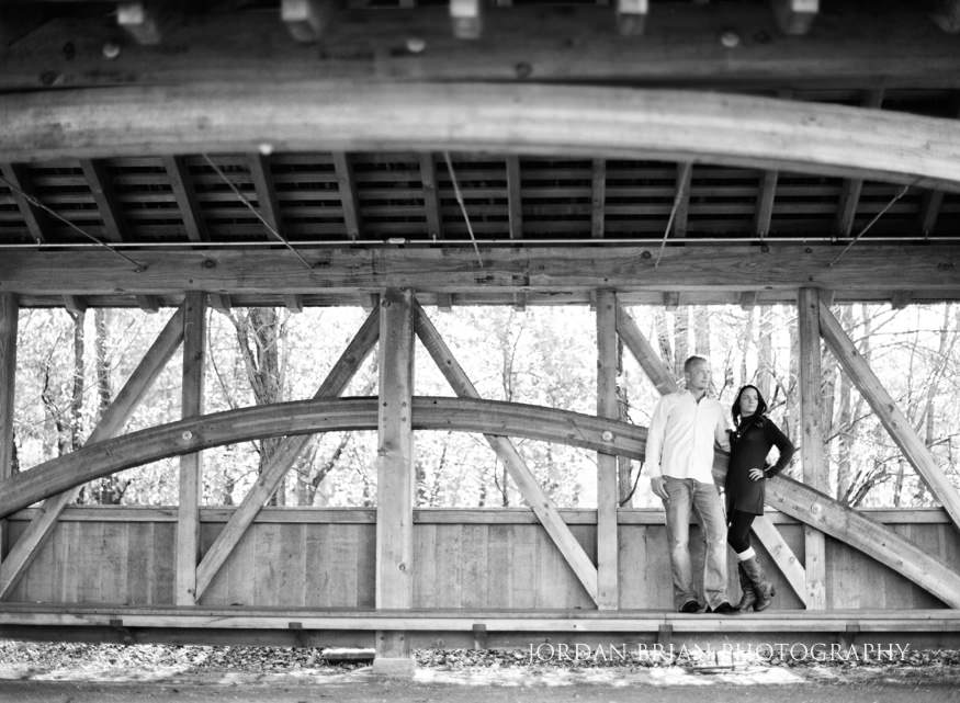 Black and white portrait of Christina and Brandon at Longwood Gardens engagement session