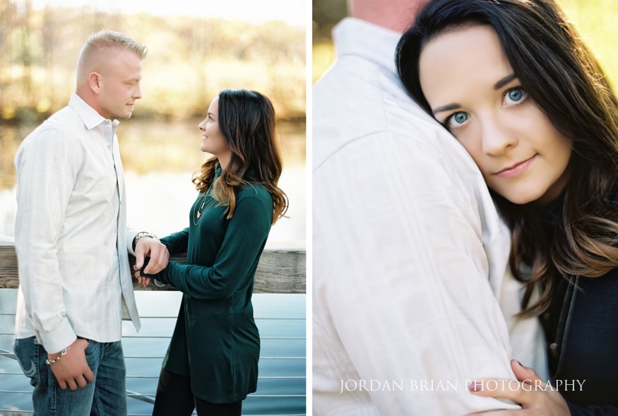 Christina and Brandon on the garden bridge at their Longwood Gardens fall engagement session
