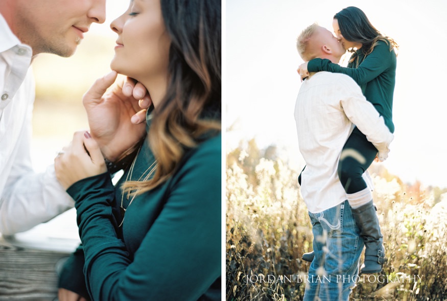 Christina and Brandon among the fall trees at Longwood Gardens engagement session in Pennsylvania