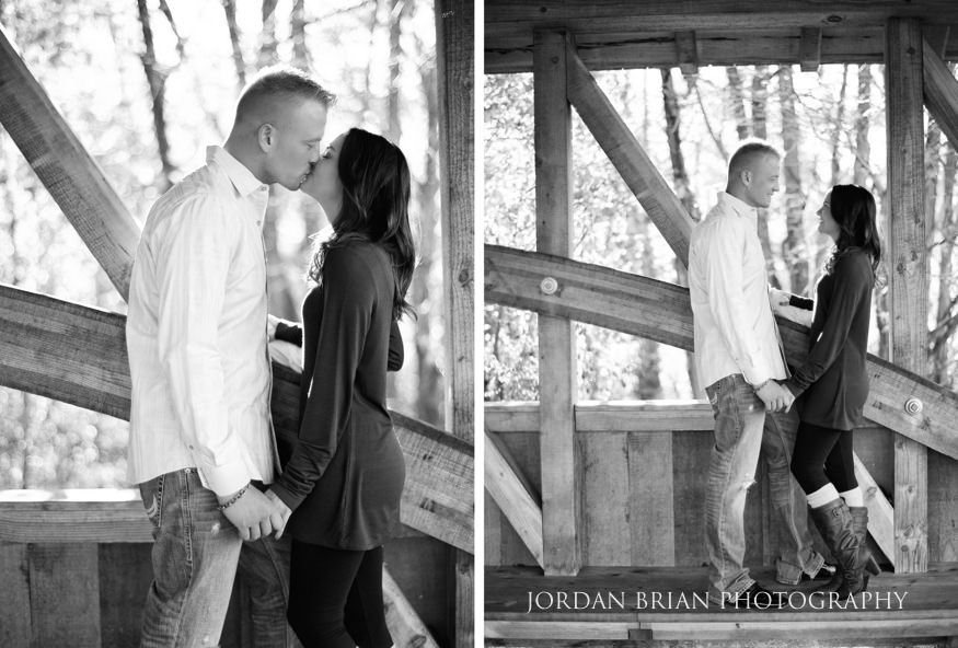 Black and white film portrait of Christina and Brandon at Longwood Gardens engagement