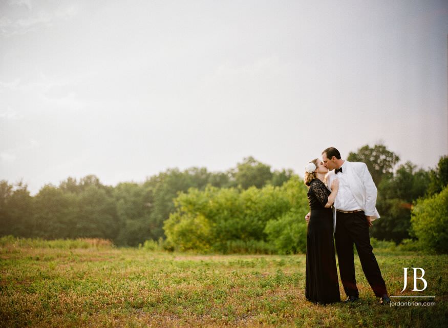 Christina and Jeff close portrait, Casablanca engagement session, airport hangar New Jersey