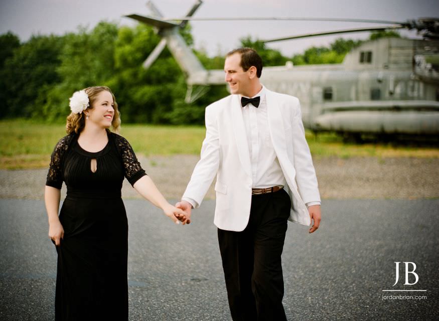 Jeff and Christina laughing during Casablanca-styled black and white engagement session