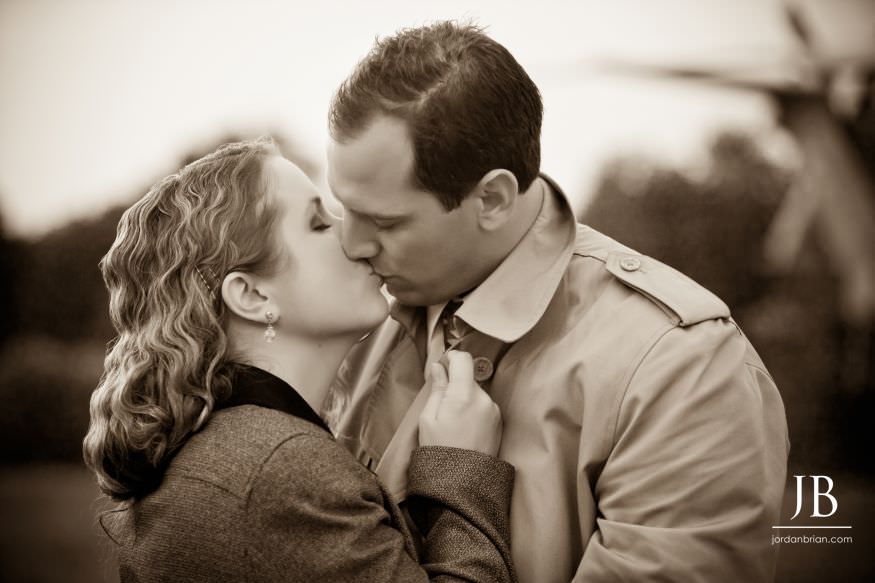 Christina and Jeff candid engagement portrait on black and white high speed film