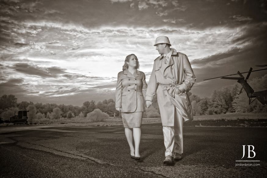 Christina and Jeff final engagement portrait from Casablanca-styled vintage session, South Jersey