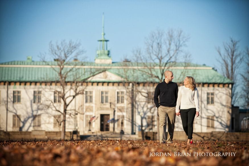 couple infront of american swedish museum in fdr park