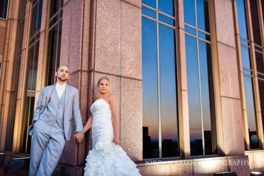 Sunset portraits of Bride and Groom at VUE on 50 wedding.