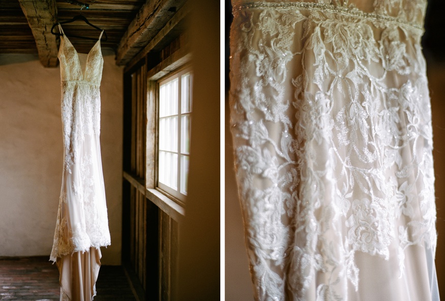 Bride's dress by Calla Blanche at the Brandywine Manor House.