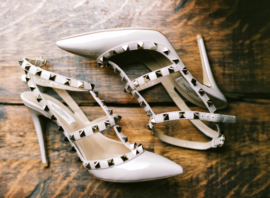 Wedding shoes by Valentino at the Brandywine Manor House wedding.