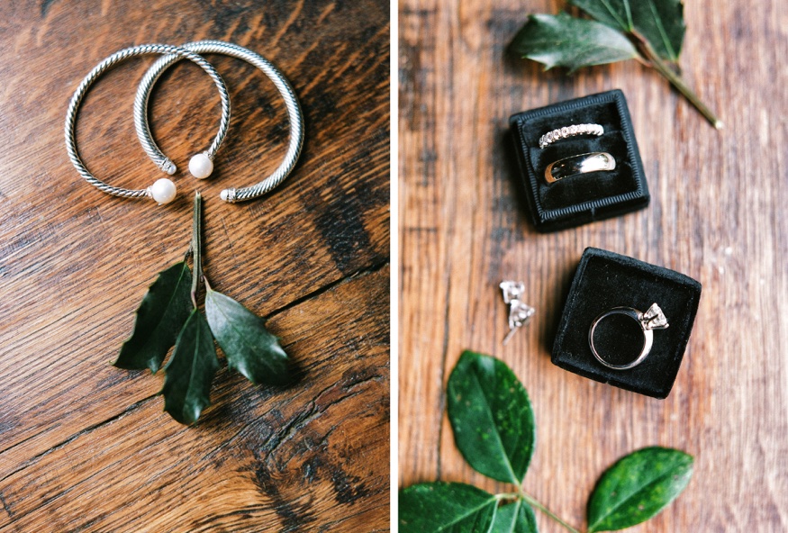 Bride's jewelry at the Brandywine Manor House.