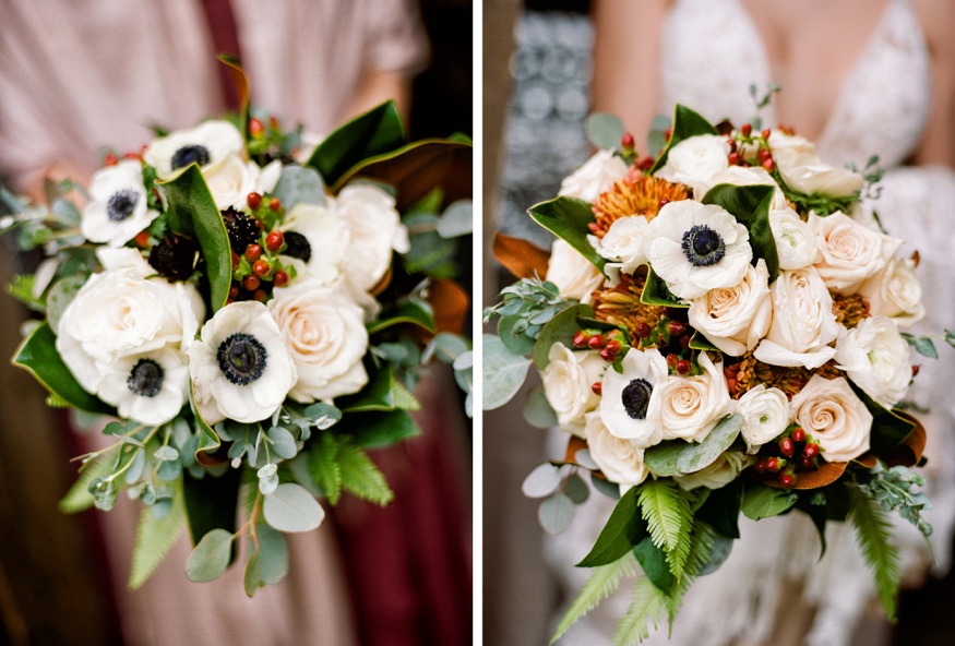 Bridal bouquets by Sunrise Florist at Brandywine Manor House wedding.