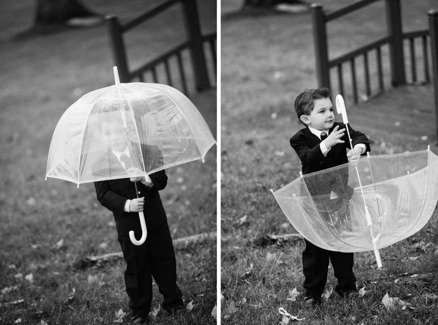 Bridal party portraits in the rain at the Brandywine Manor House wedding.