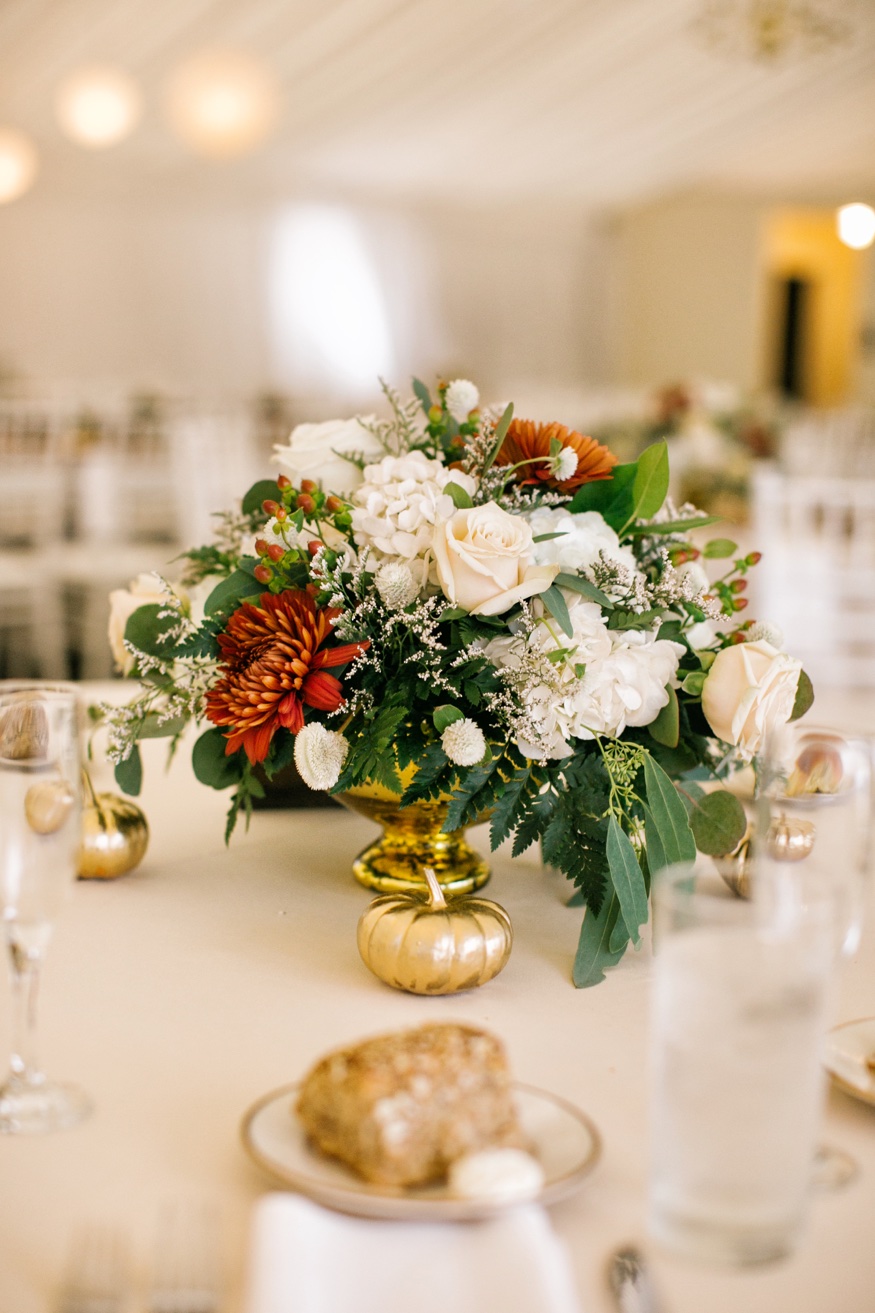 Table details at Brandywine Manor House wedding reception.
