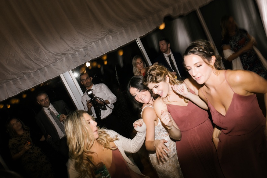 Dancing at Brandywine Manor House wedding reception. DJ Ben Ostroff from EBE.