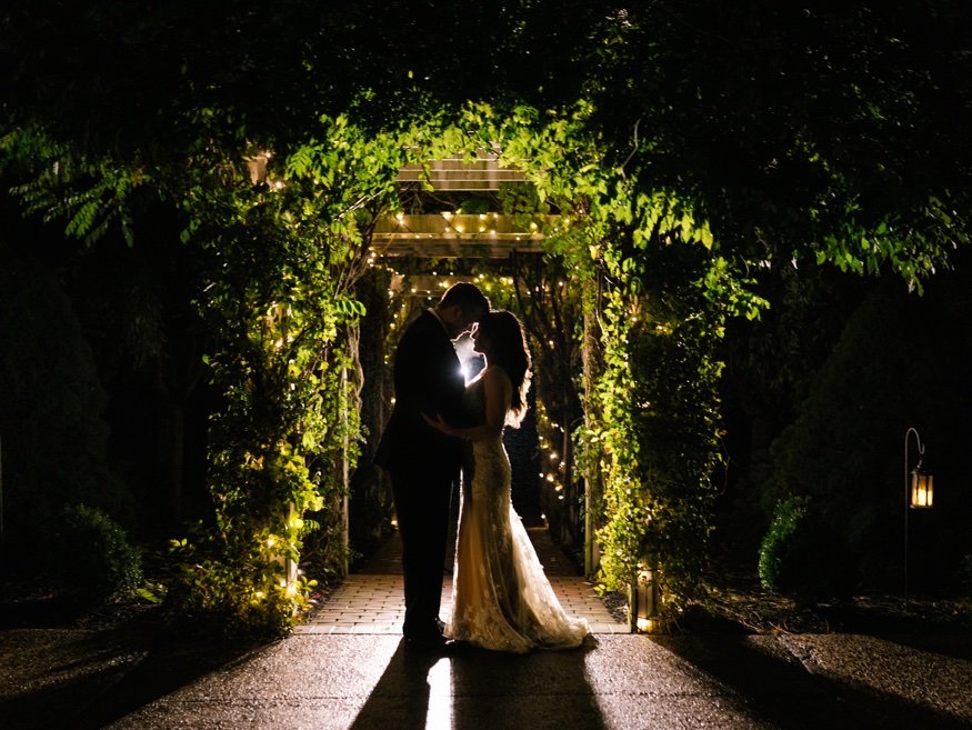 Night portraits at the Brandywine Manor House wedding.