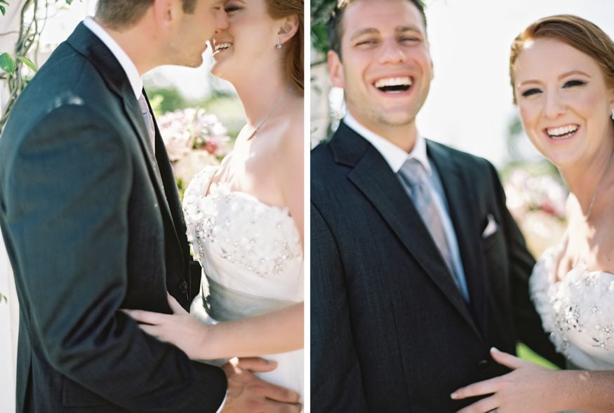 Bride and groom portrait Mallard Island chapel