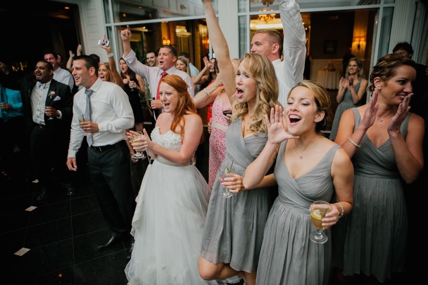 Dance floor candid Mallard Island summer wedding