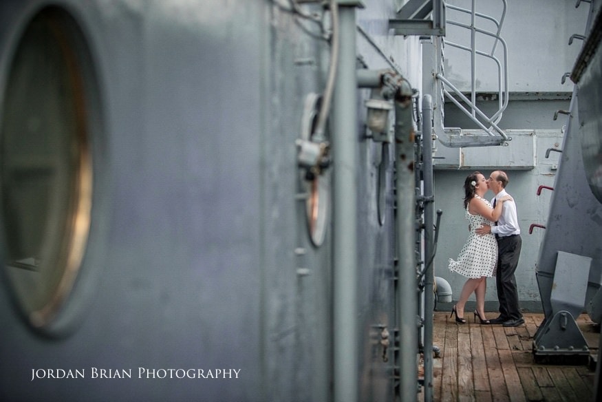 Denise and Tom sharing a quiet moment on the bow of the Battleship New Jersey in Camden