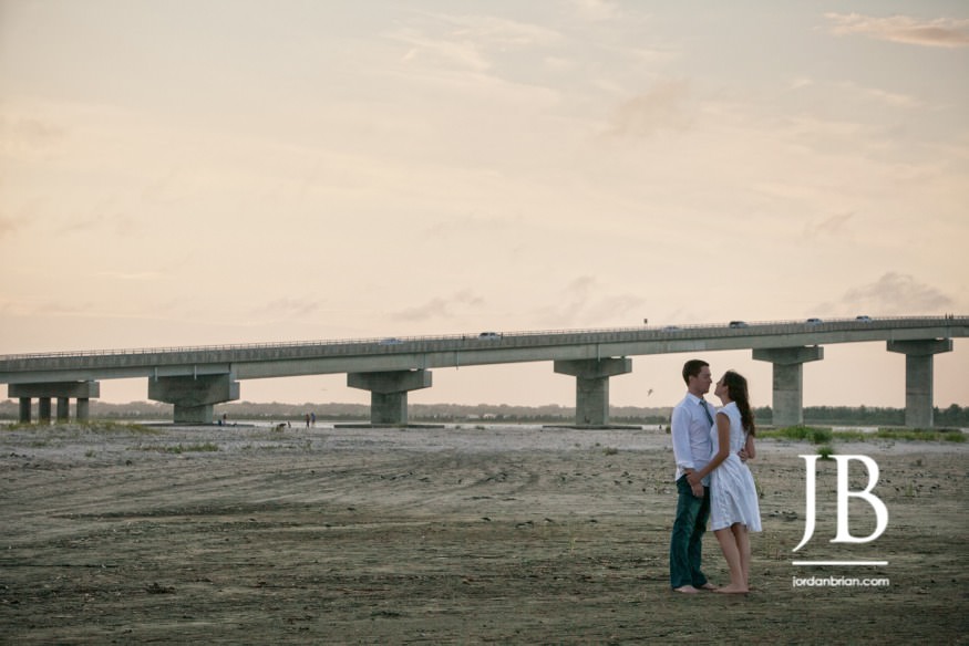 Engagement portrait on the beach at Ocean City New Jersey at sunset