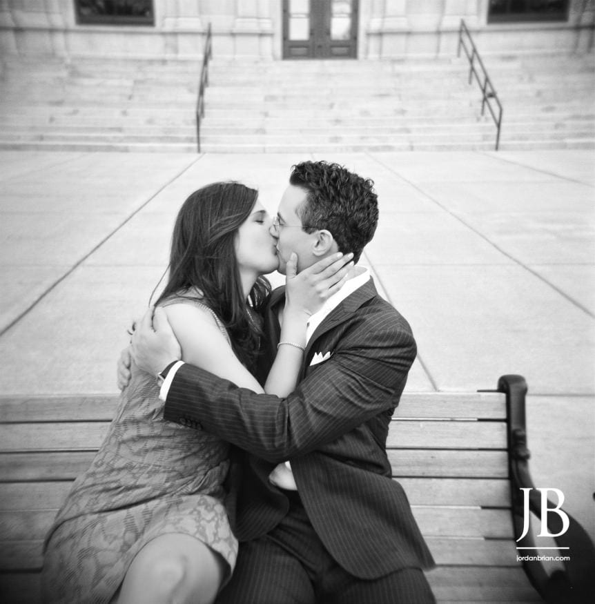 Holga film photograph of Elana and Spencer, Philadelphia engagement session