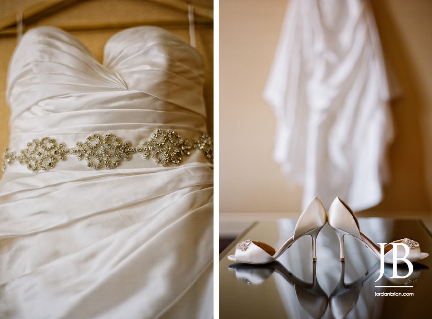 Elana and Spencer first look on hotel staircase Philadelphia wedding
