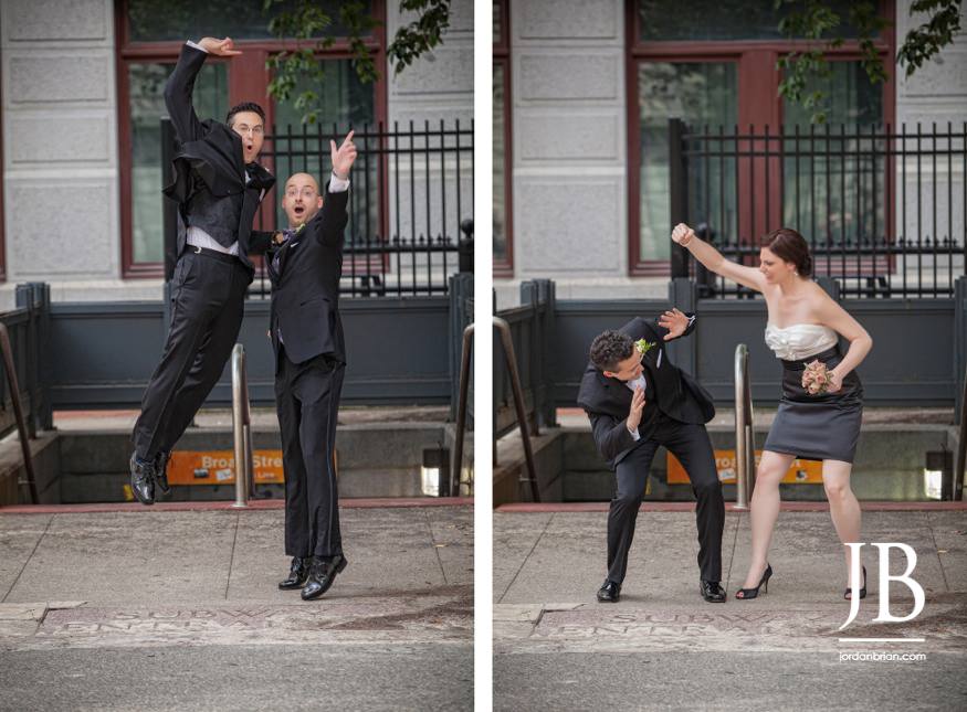 Elana and Spencer just married portrait Crystal Tea Room Philadelphia wedding