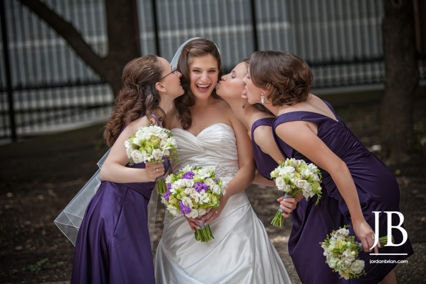 Elana and Spencer first kiss Crystal Tea Room Philadelphia wedding