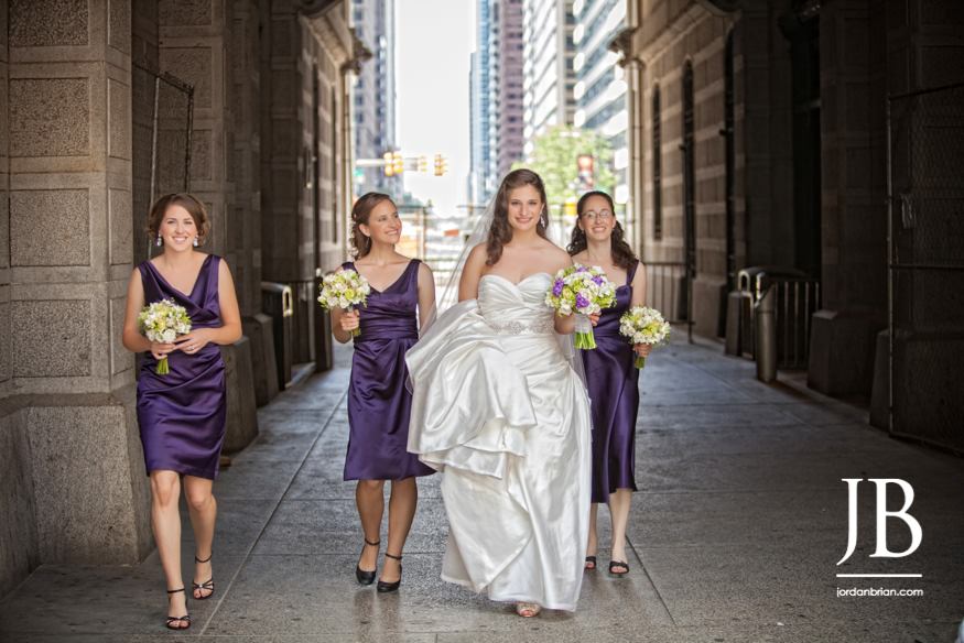 Elana and Spencer night portrait outside City Hall Philadelphia wedding
