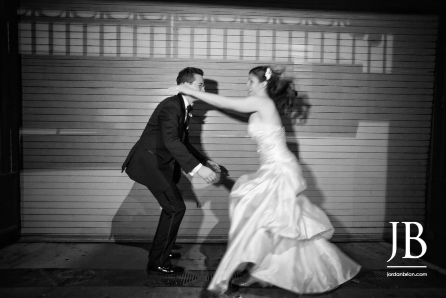 Elana and Spencer romantic night portrait downtown Philadelphia wedding