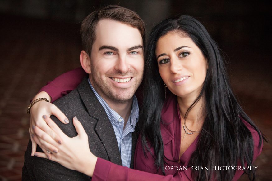 portrait of couple in riverside park new york city engagement