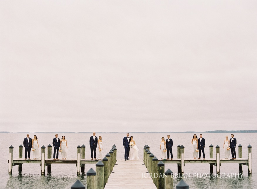 bridal party on the dock at rehoboth beach country club