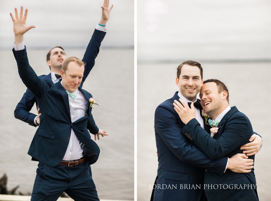 groom and groomsmen portraits at rehoboth beach country club wedding