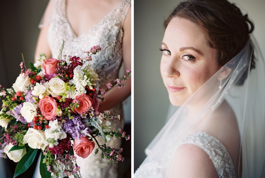 Bride's portraits at Courtyard Marriott before Pen Ryn wedding.