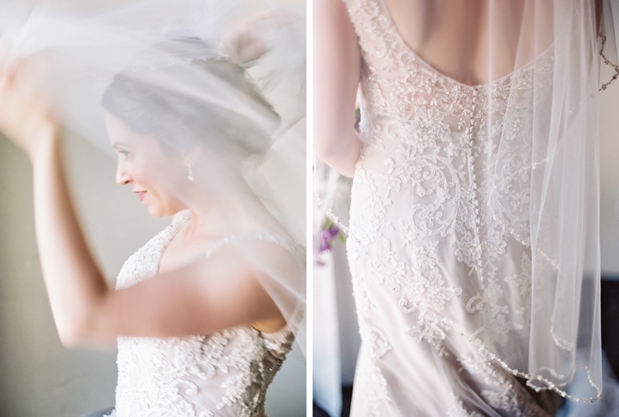 Bride's portraits at Courtyard Marriott before Pen Ryn wedding.