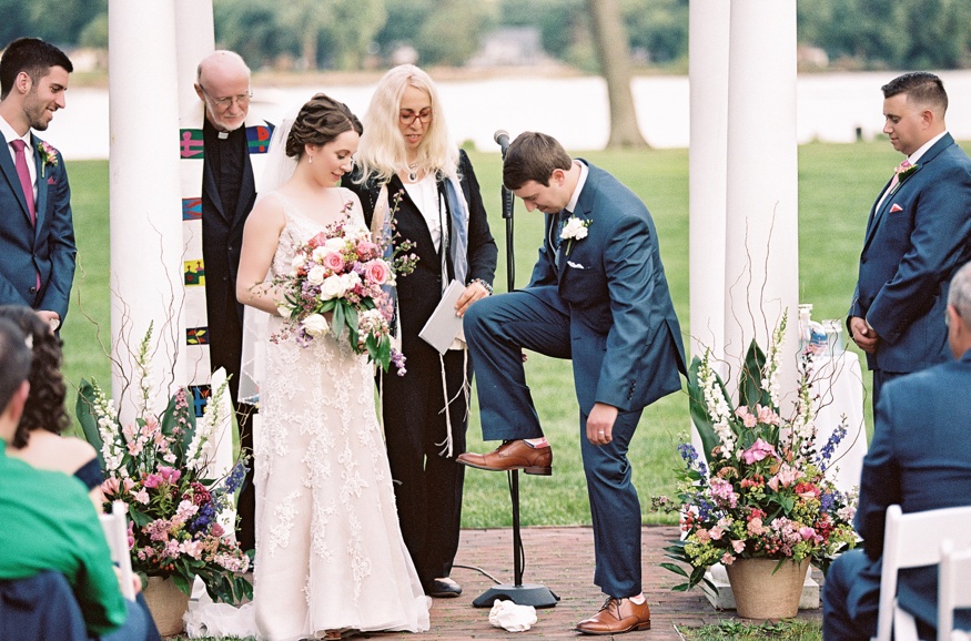 Outdoor wedding ceremony at Pen Ryn Estate wedding.
