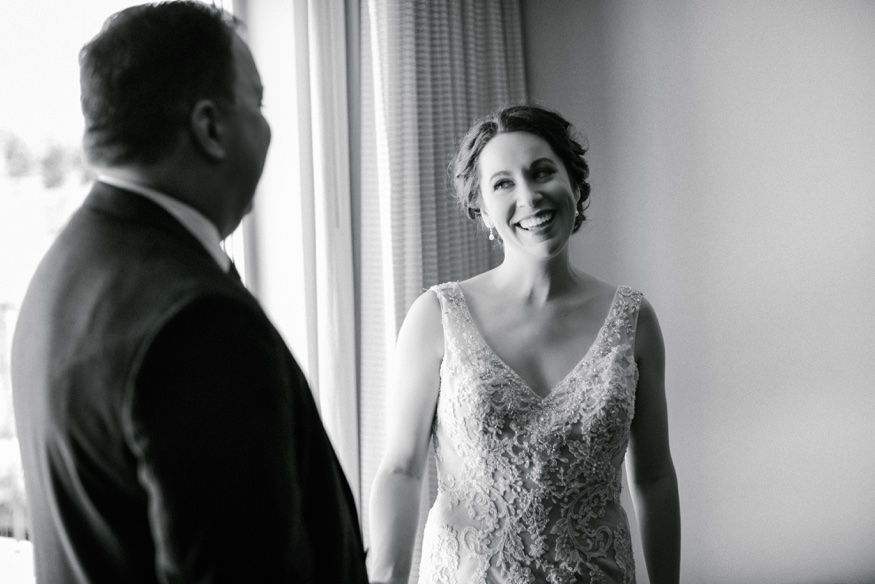 Father and daughter first look at Pen Ryn wedding.