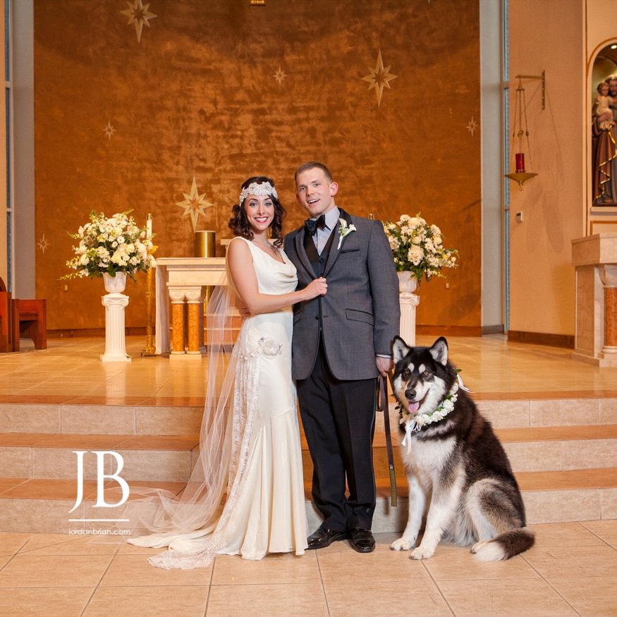 Francesca and Michael with their dog Spirit during the church formals