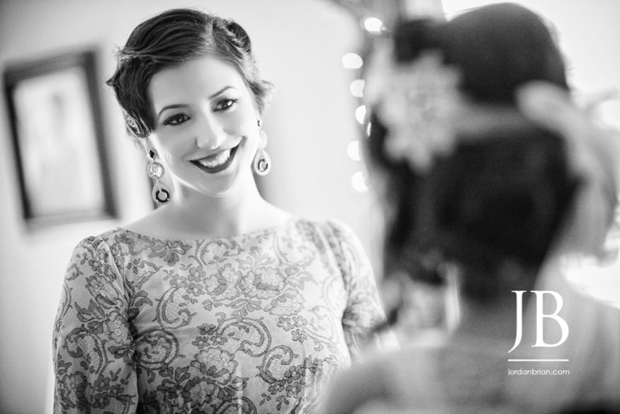 Quiet getting ready moment before Francesca and Michael's winter wedding