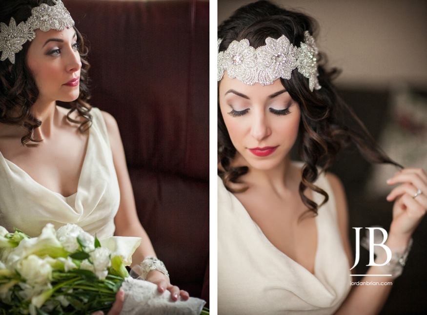 Portrait of Francesca in her wedding gown before the ceremony
