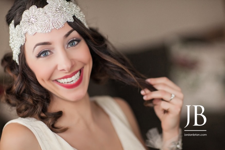 Francesca smiling during bridal preparations on her wedding day