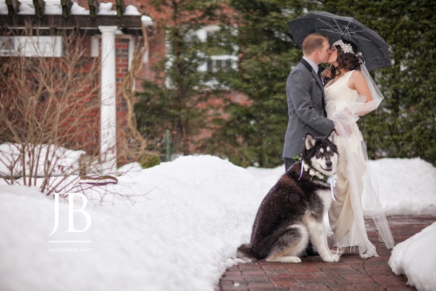 Francesca and Michael's bridal portraits at Princeton University in the snow