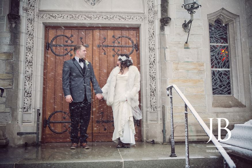 Blizzard conditions during Francesca and Michael's Princeton portraits