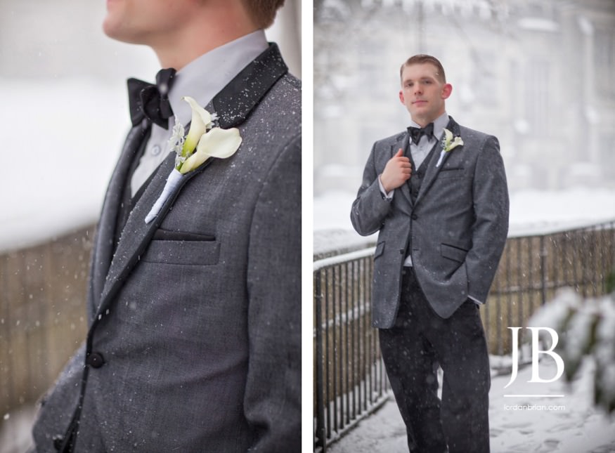 Winter wedding portrait of Francesca and Michael at Princeton