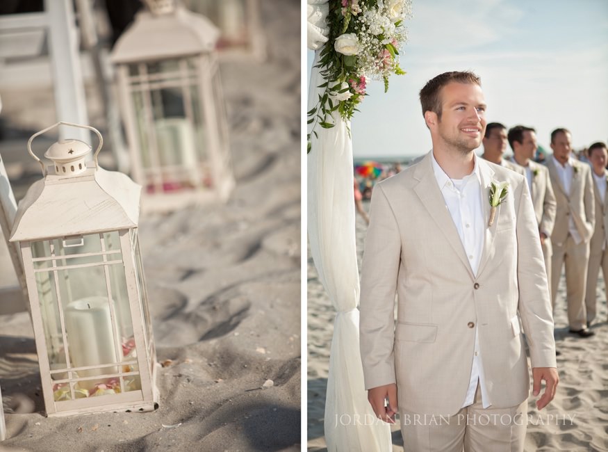 groom at beach ceremony in ocean city