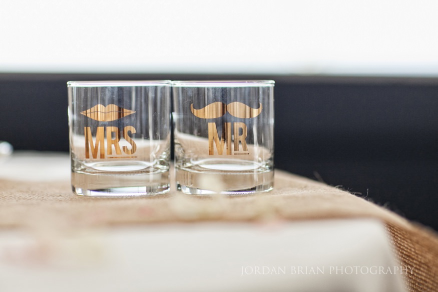 mr and mrs shot glasses at ocean city wedding