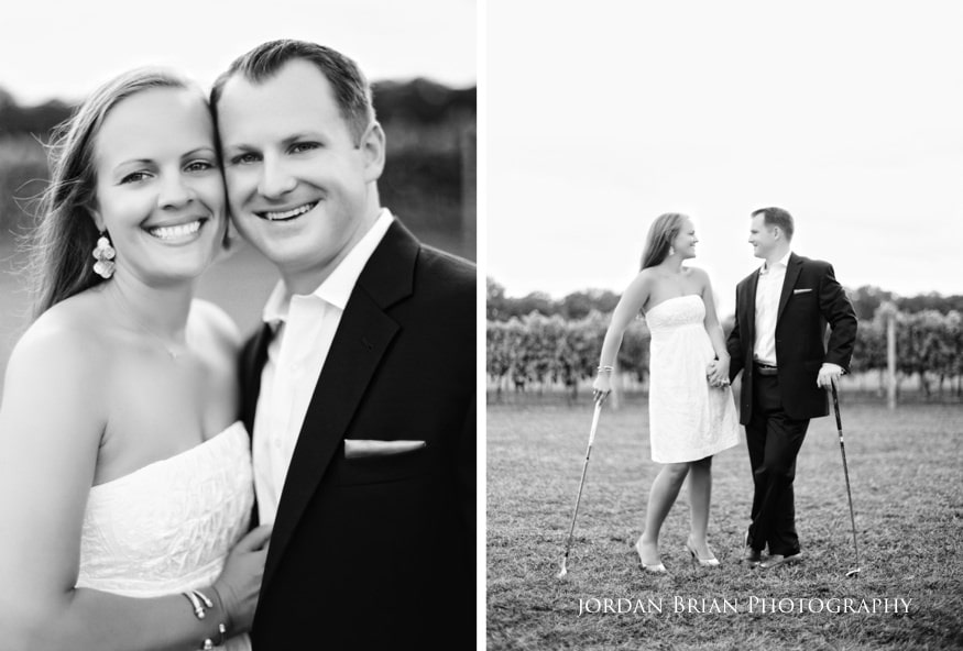 Gina and Ryan embrace in the vineyard at Valenzano Winery