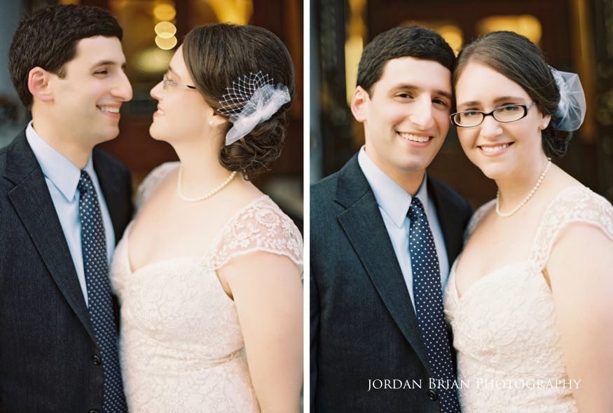 Grace looking over her shoulder in wedding dress during Philadelphia winter elopement portraits