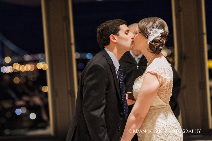 Grace and Max portrait on Philadelphia street, winter elopement photography by Jordan Brian